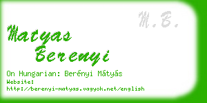 matyas berenyi business card