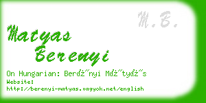 matyas berenyi business card